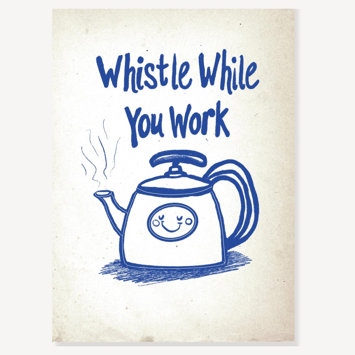 Whistle While You Work Smiling Steaming Teapot Kitchen Quote Poster - Image 2