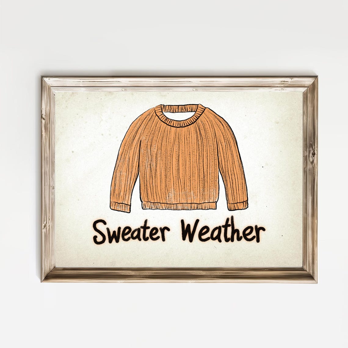 Sweater Weather Cozy Ribbed Orange Sweater Fall Quote Poster
