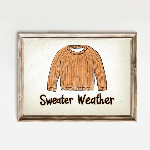 Sweater Weather Cozy Ribbed Orange Sweater Fall Quote Poster