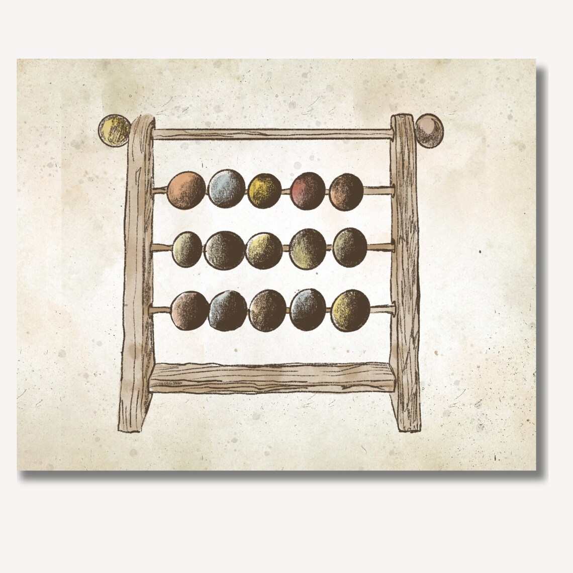 Antique Wooden Abacus With Painted Beads Nursery Sketch Poster - Image 2