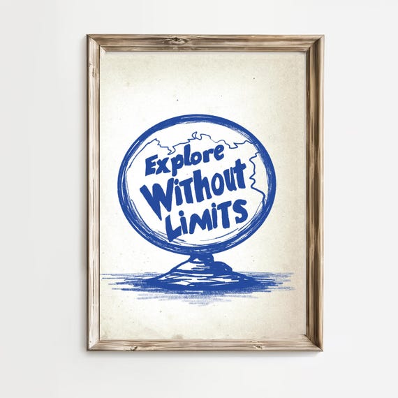 Retro Motivational Quote Poster Explore Without Limits Print Modern Decor Motivational Prints Vintage Wall Art Poster Positivity Decor