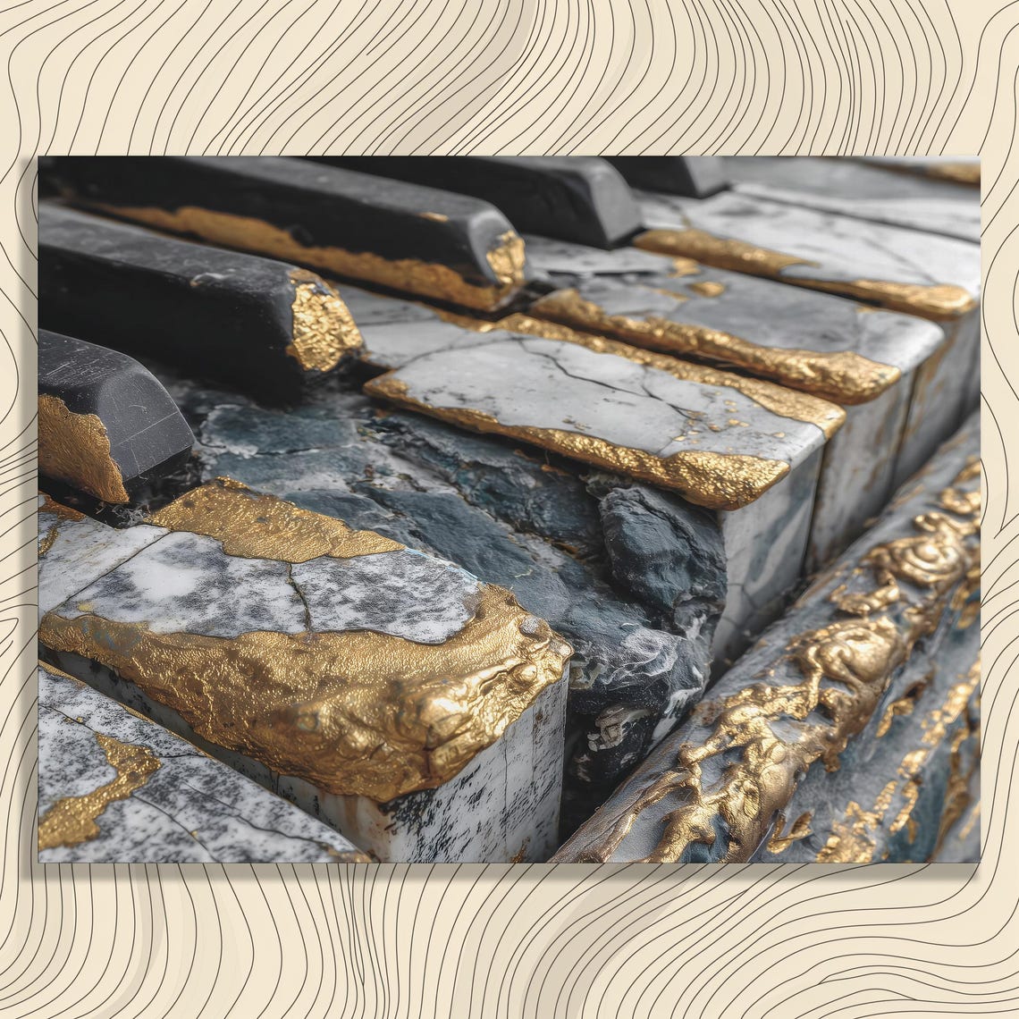 Marble Piano Keys With Gold Leaf Luxury Modern Music Room Poster