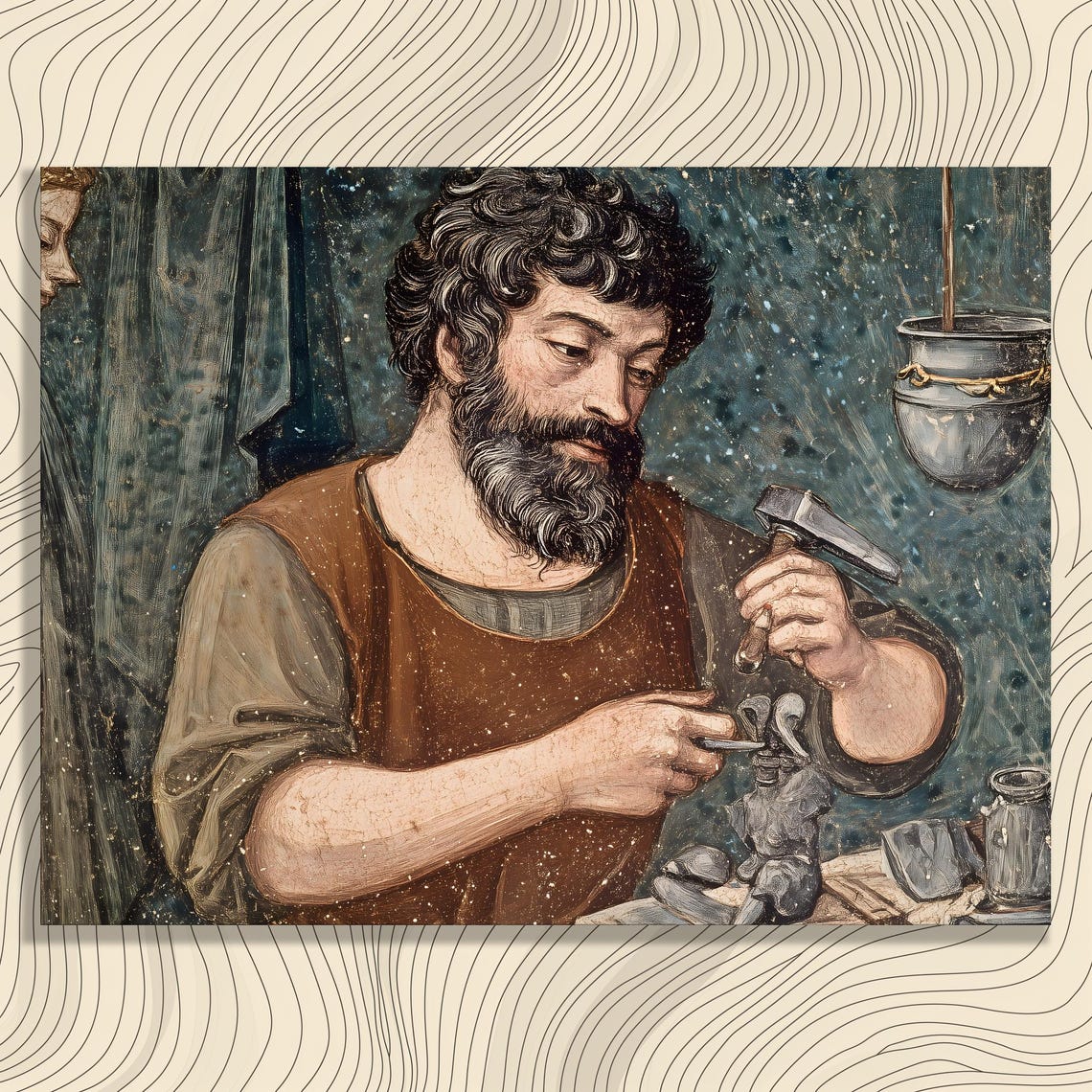 Renaissance Craftsman Goldsmith Hammer Workshop Fresco Art Poster