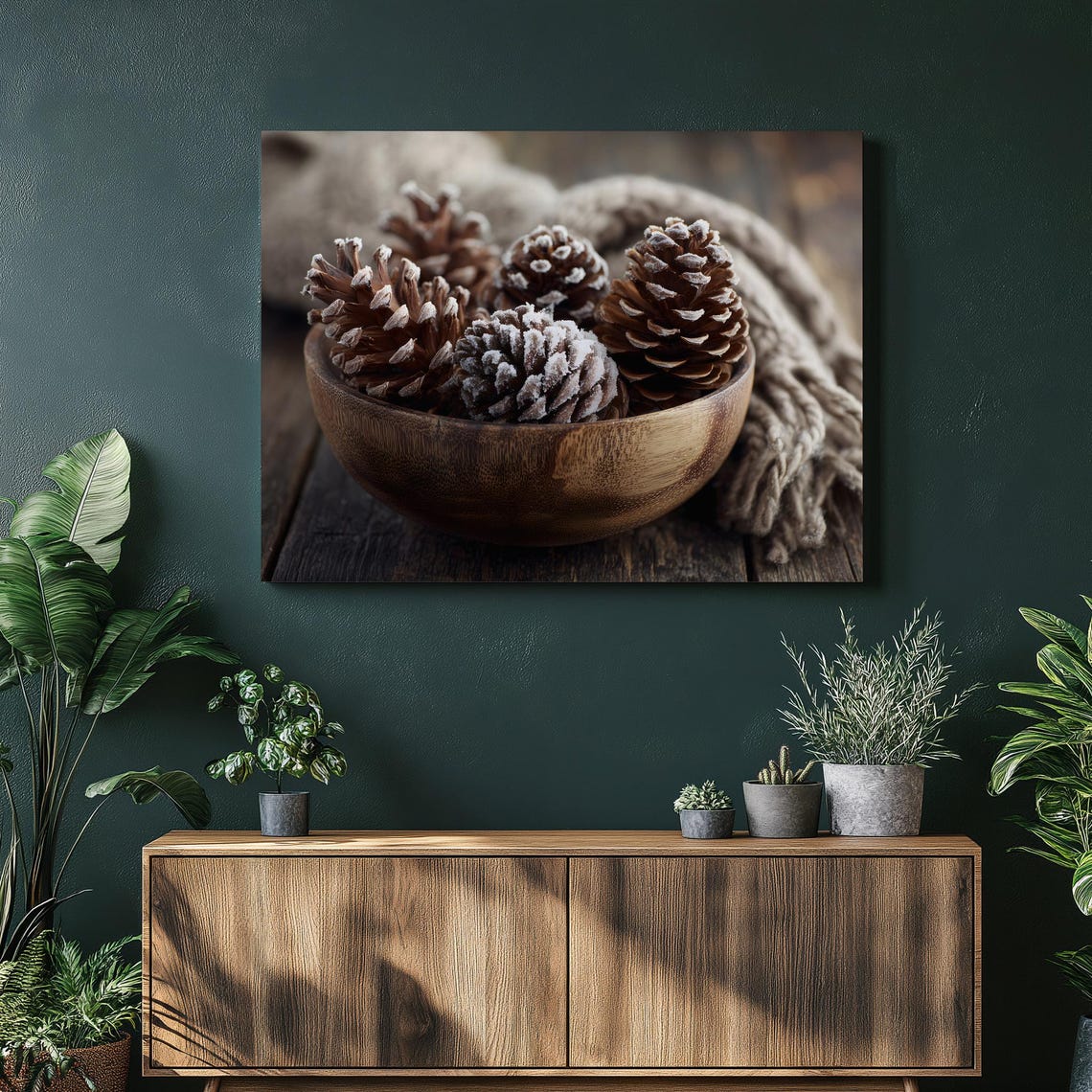 Rustic Pinecone Bowl Winter Farmhouse Nature Decor Photo Poster