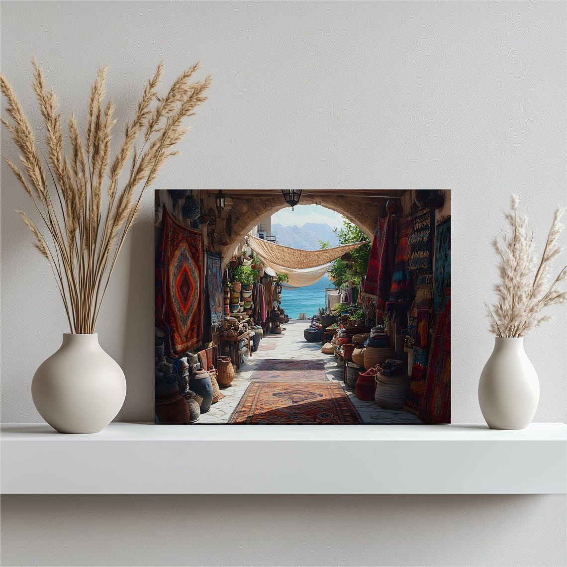 Coastal Rug Market Souk Alley Oriental Carpets Travel Art Poster