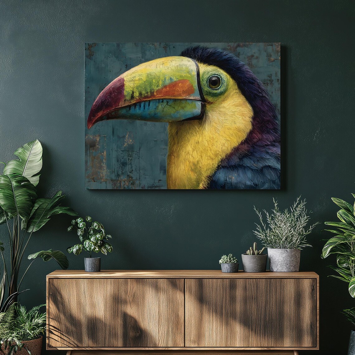Colorful Toucan Portrait Painted Tropical Rainforest Bird Poster