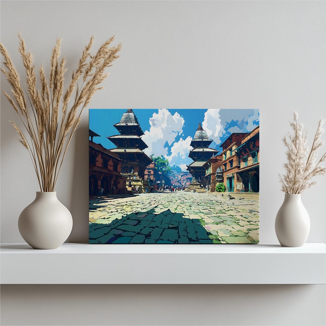 Bhaktapur Durbar Square Nepal Pagoda Temple Cobblestone Art Poster