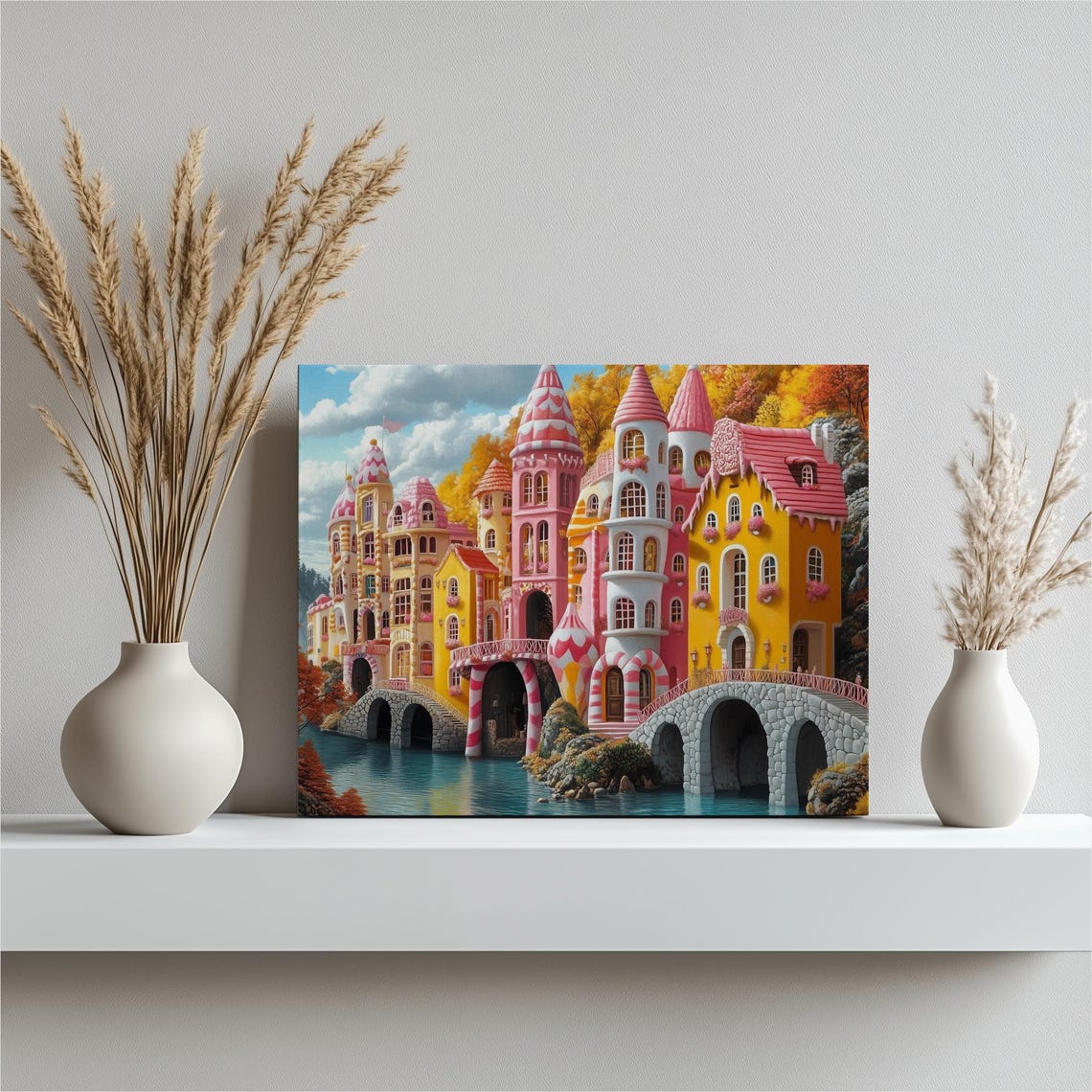 Candy Castle Storybook Pink Towers Sweet Fantasy Land Poster