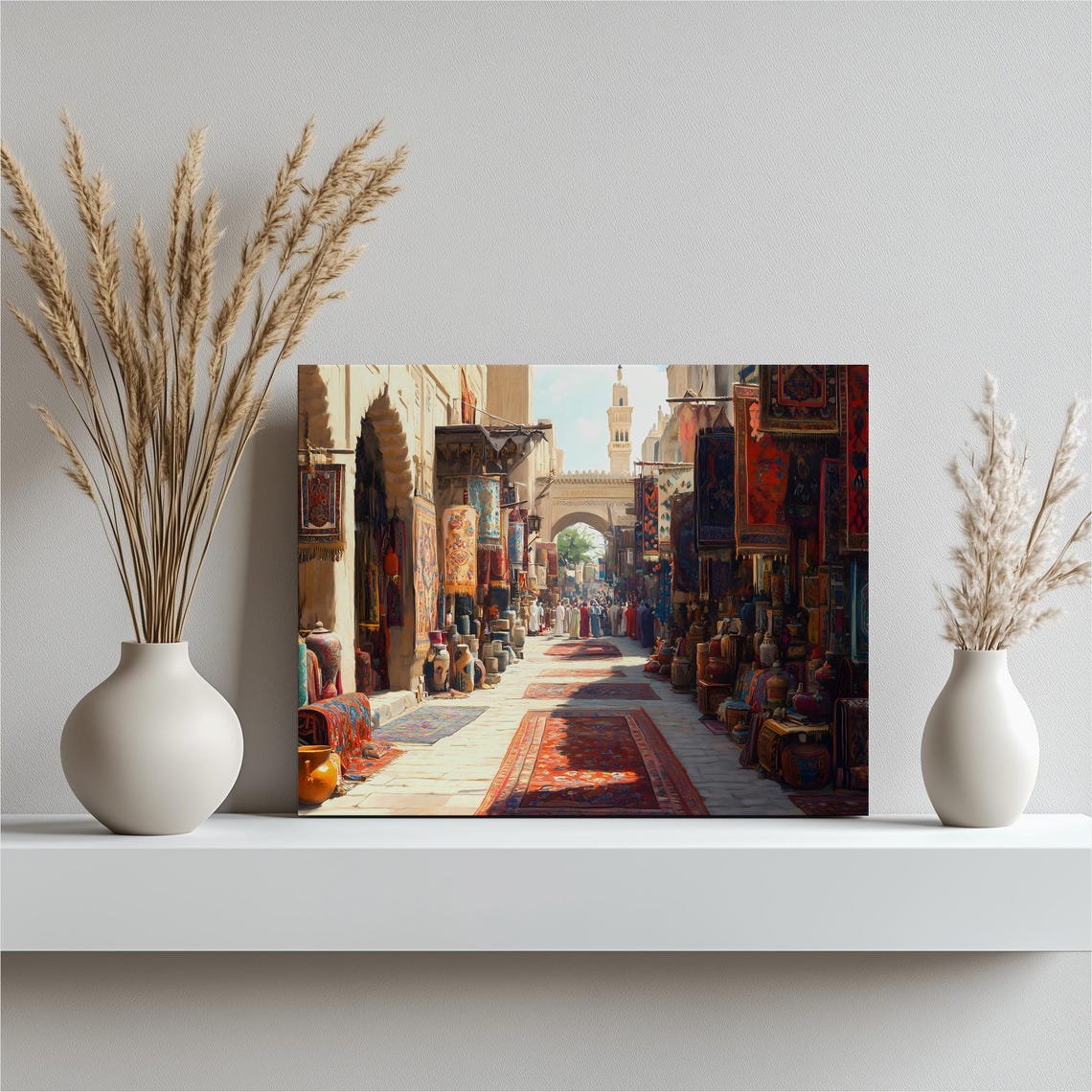 Middle Eastern Bazaar Street Market Carpet Shops Painting Poster