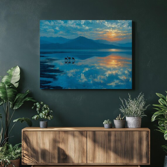 Gazelle Sunrise Canvas Wall Art Wildlife Reflection Mountain Sunset Silhouette Tranquil Dawn Decor Nature Print