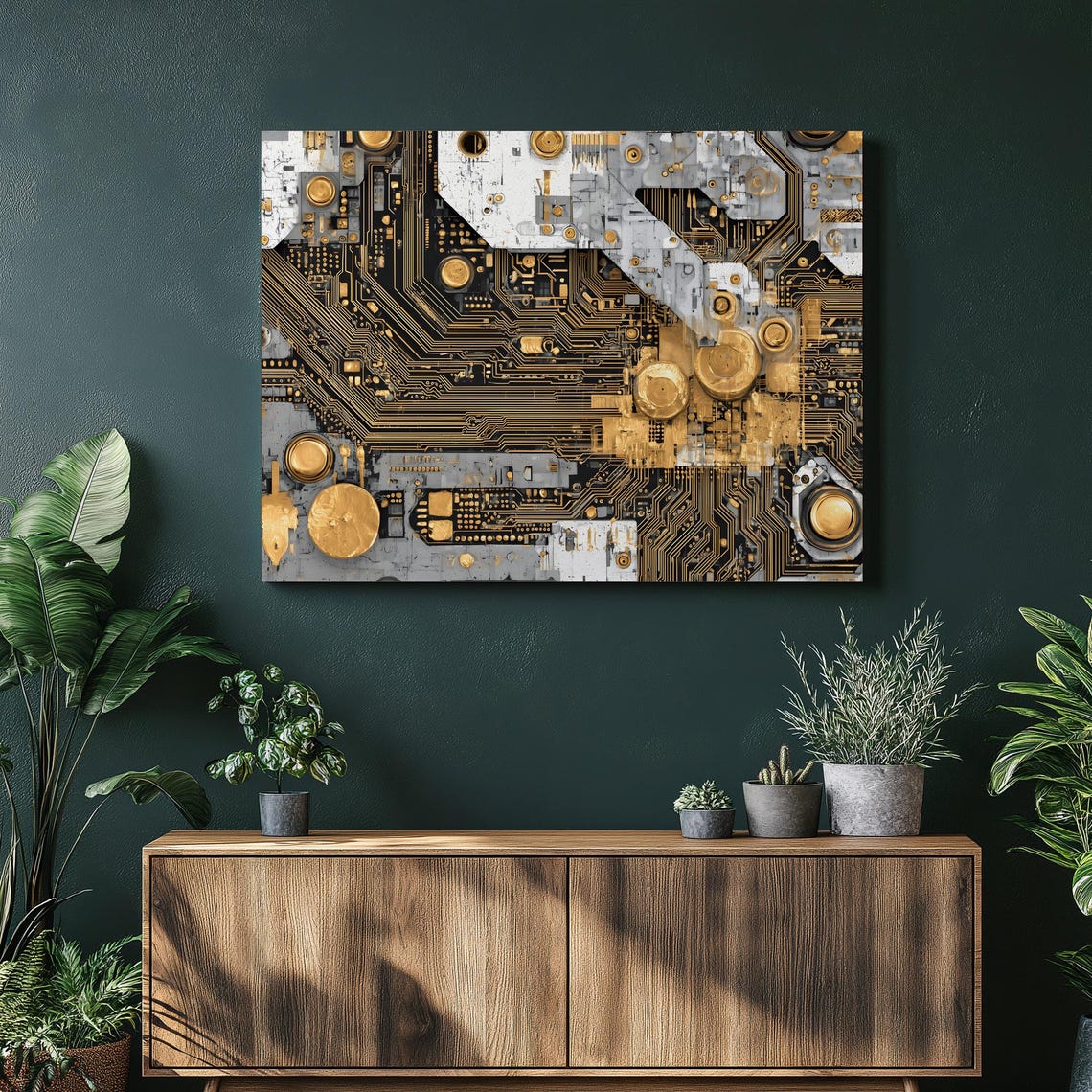 Black And Gold Circuit Board Poster Abstract Tech Electronics Design