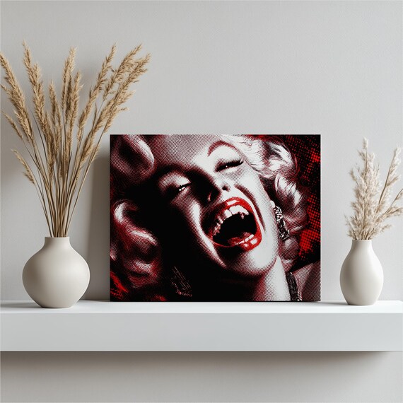 Marilyn Monroe Laughing Joyful Red Pop Art Icon Portrait Poster