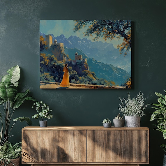 Bohemian Autumn Mountain Art Print, Georgian Landscape
