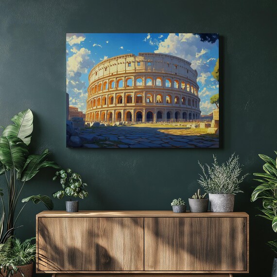 Italy Colosseum Travel Poster, Rome Architecture