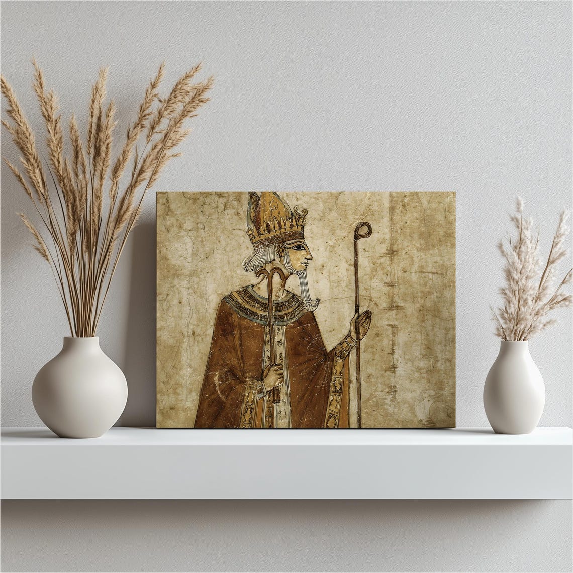 Egyptian Pharaoh Papyrus Style Ancient Vintage Sepia Icon Poster