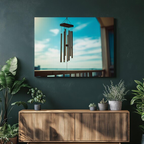 Coastal Wind Chime Blue Sky Ocean View Calm Photo Art Poster