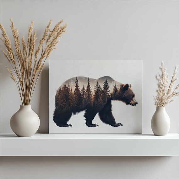 Bear Canvas Wall Art Wildlife Decor Home Design Forest Artwork Hanging Nature Print Livingroom Decoration Inexpensive