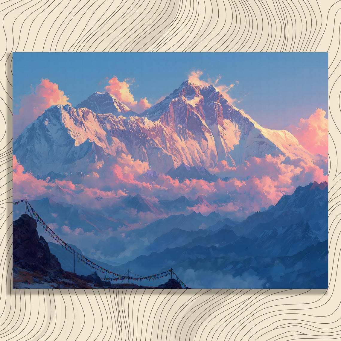Mount Everest Sunrise Glowing Snowcapped Himalayan Peak Poster
