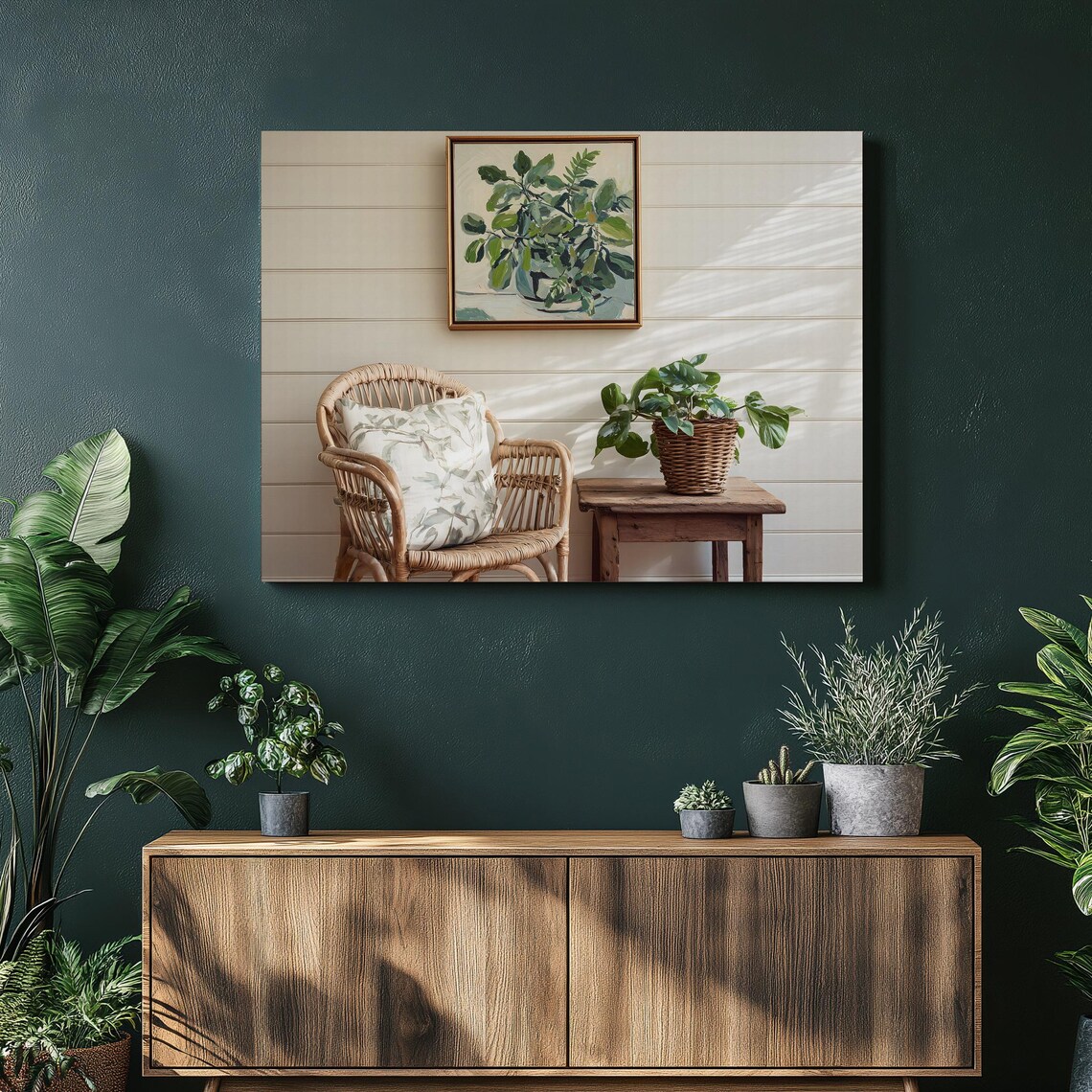 Green Houseplant Botanical Painting Vintage Style Botanical Art Print
