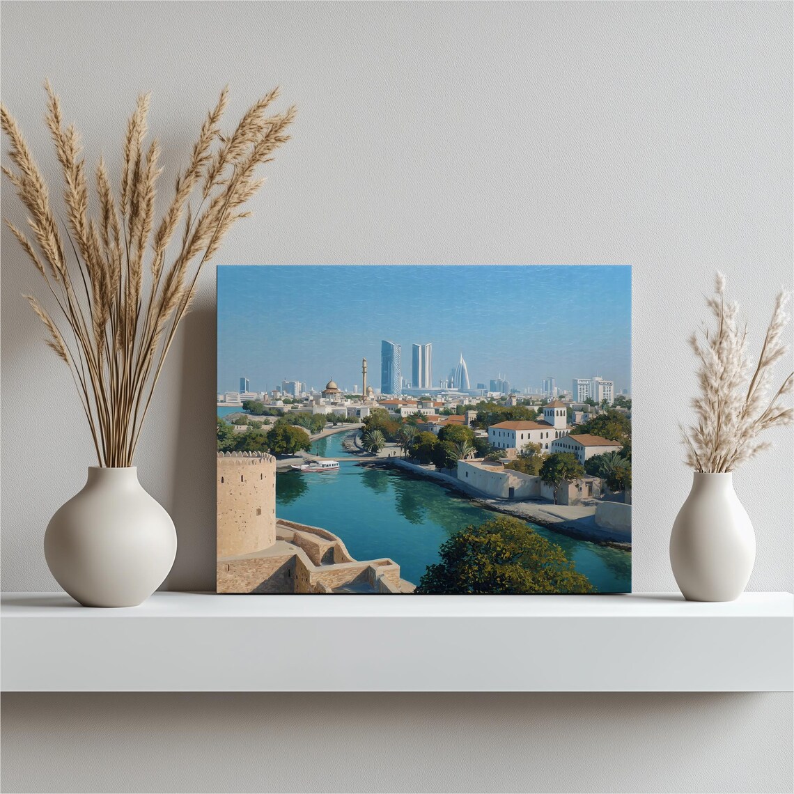 Coastal City Skyline Fort Creek Modern Towers Painting Poster