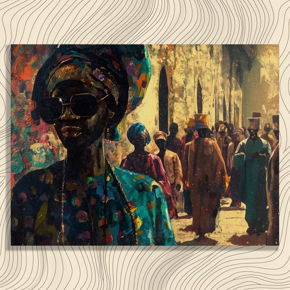 Nigeria Canvas Wall Art Stunning African Landscape Original Painting Colorful And Grey Contrast Perfect Home Decor Nigerian Artistic Style