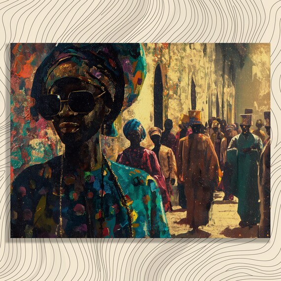 Nigeria Vibrant African Street Scene Colorful Culture Wall Art
