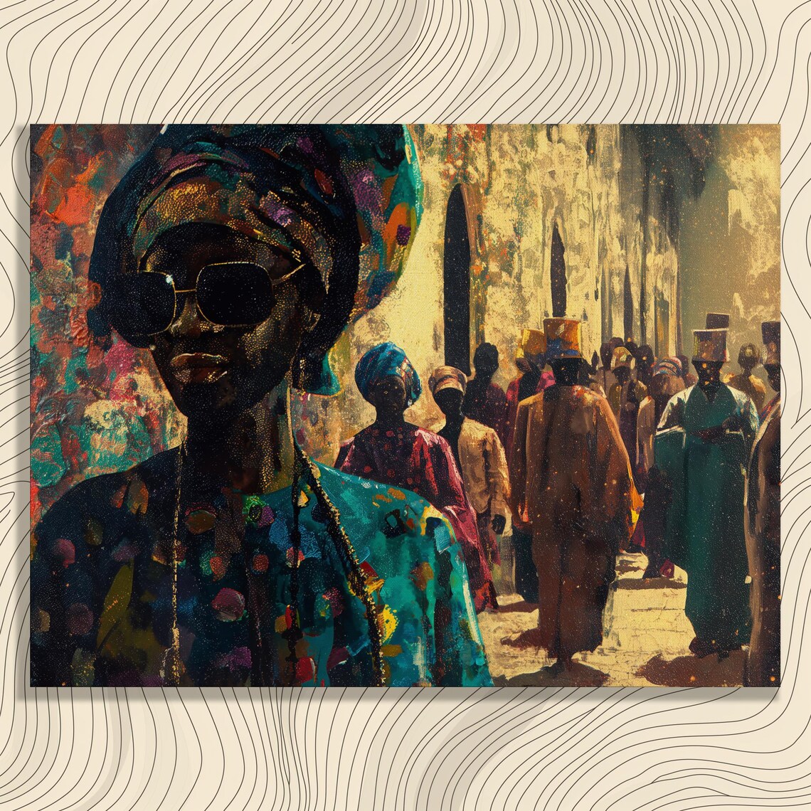 Nigeria Vibrant African Street Scene Colorful Culture Wall Art