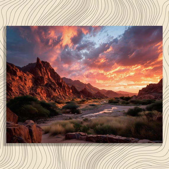 Stunning Desert Landscape Canvas Wall Art Sunset Sky Photography Print Nature Decor Red Rock Photo Scenery