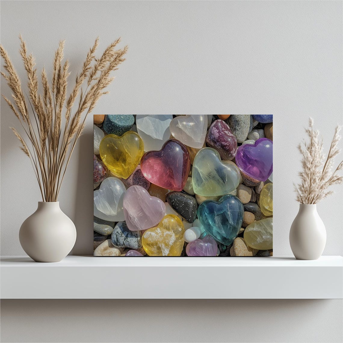 Beach Pebbles Arranged In Heart Shape Natural Coastal Art Poster