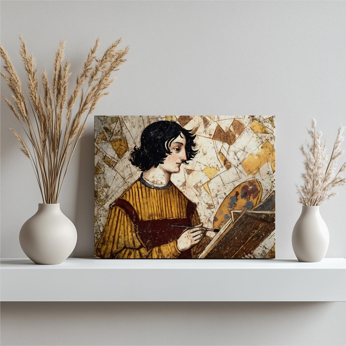 Medieval Painter Portrait Traditional Renaissance Style Canvas Wall Art