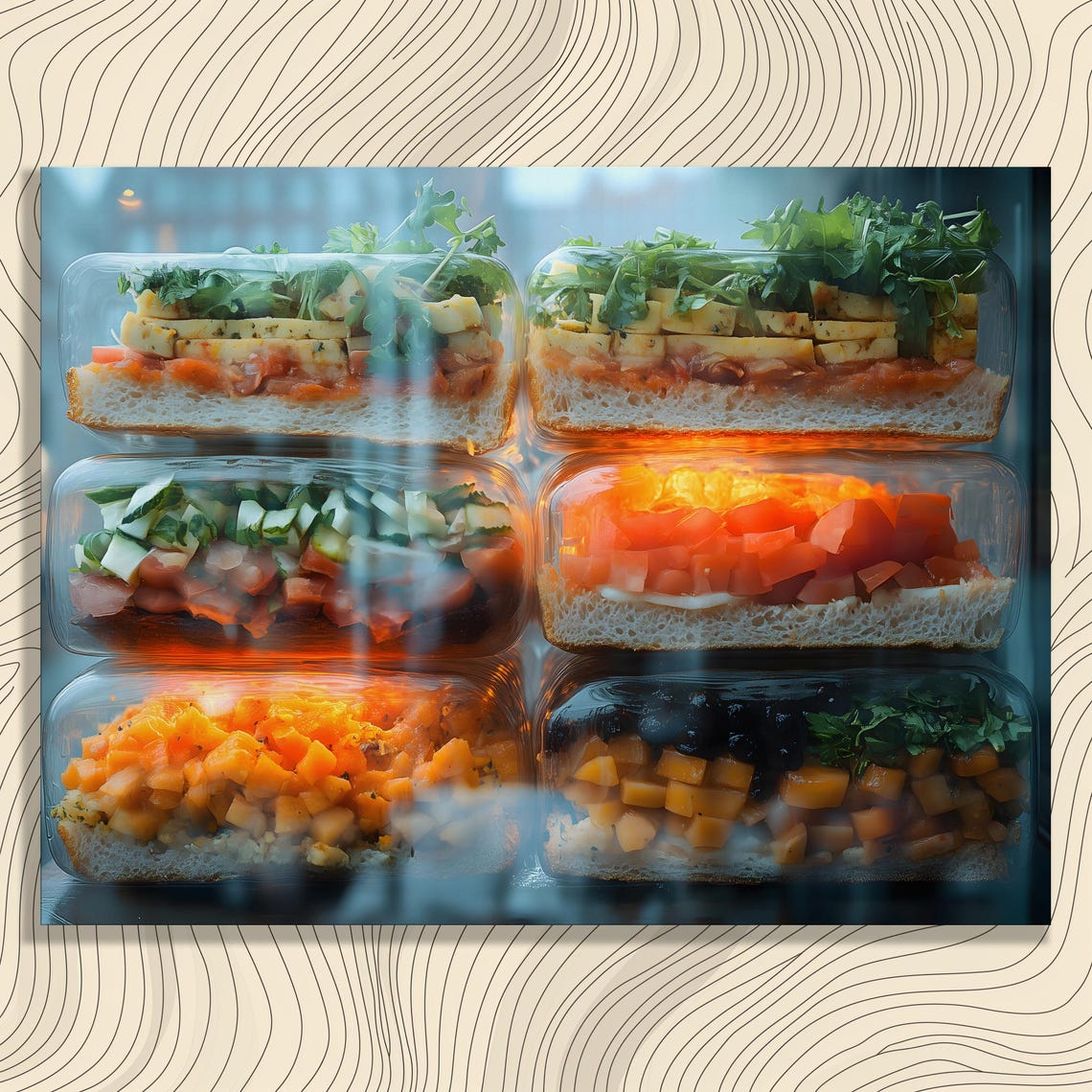 Danish Open Face Sandwiches Cafe Display Case Food Photography Poster