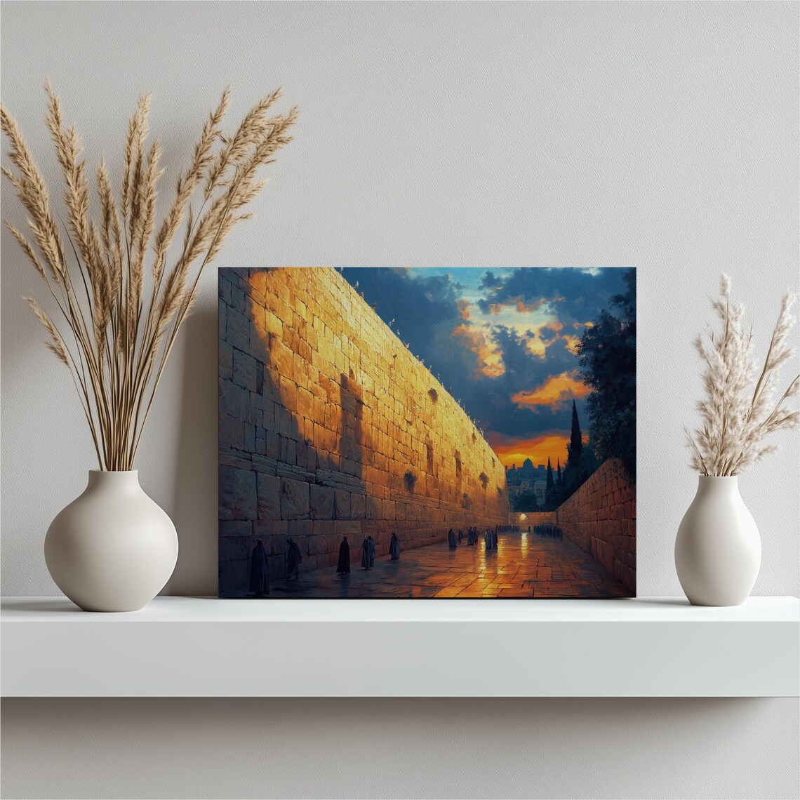 Jerusalem Western Wall Golden Sunset Cityscape Oil Painting Poster