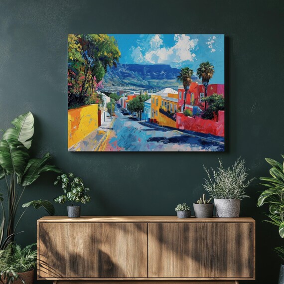 Cape Town Canvas Wall Art Vibrant Cityscape Oil Painting Decor Colorful African Scenery Home Office Decoration Inexpensive Hangings