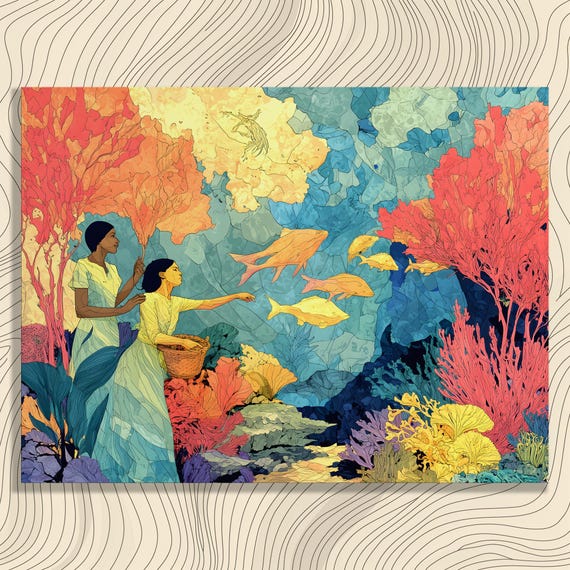 Vibrant Underwater Ocean Canvas Wall Art Colorful Tropical Coral Scene Fish Painting Print For Nature Lovers Home Decor Scenic Artwork