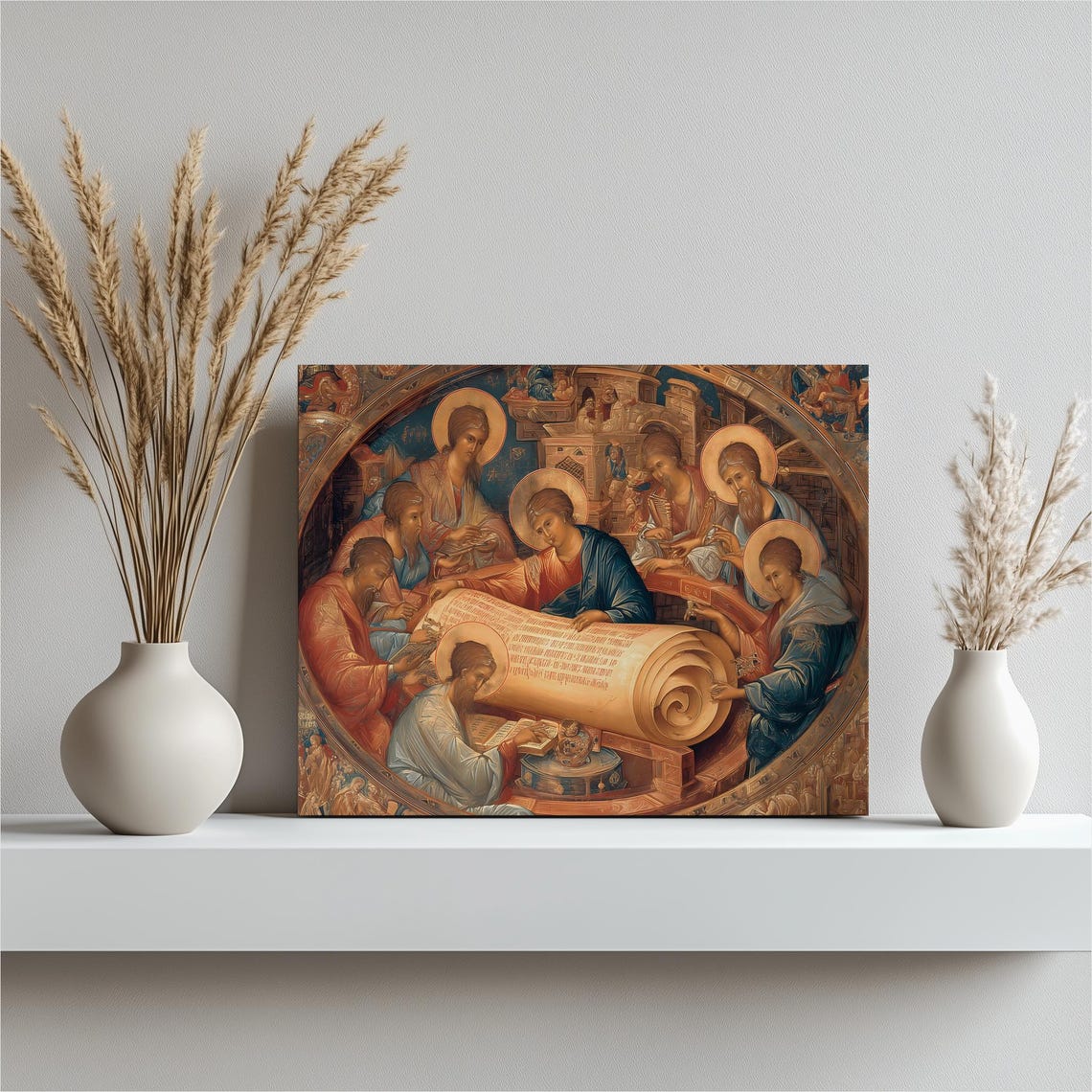 Byzantine Apostles Gold Icon Holy Scroll Painting Art Poster