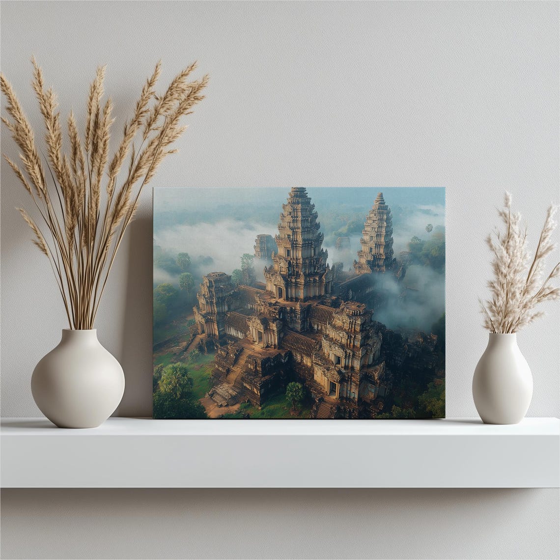 Angkor Wat Misty Morning Ancient Cambodian Temple Jungle Poster