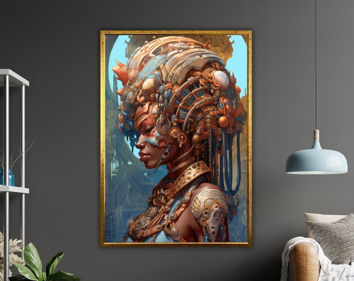Ethnic Art Print African Woman Ready To Hang Framed Wall Decor Cultural Home Decor Wall Art