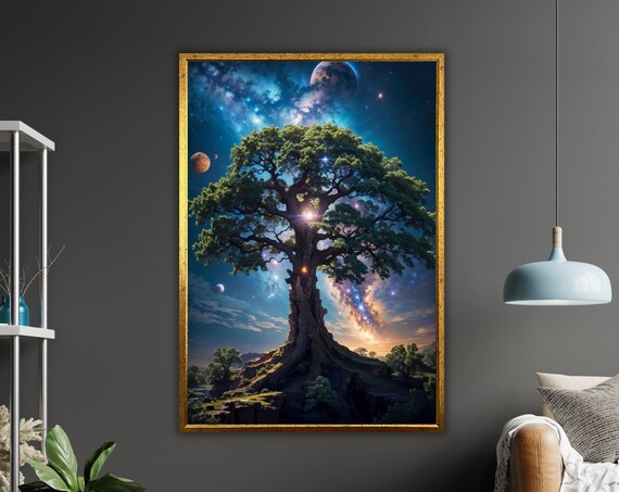 Framed Surreal Tree Art Ready To Hang Large Wall Decor Nature Inspired