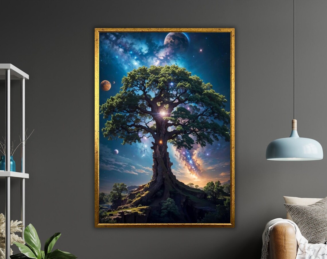 Framed Surreal Tree Art Ready To Hang Large Wall Decor Nature Inspired