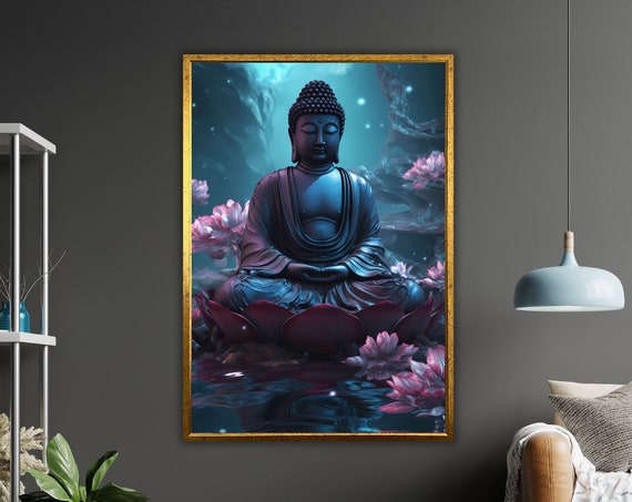 Peaceful Buddha Art Print Ready To Hang Framed Zen Wall Decor