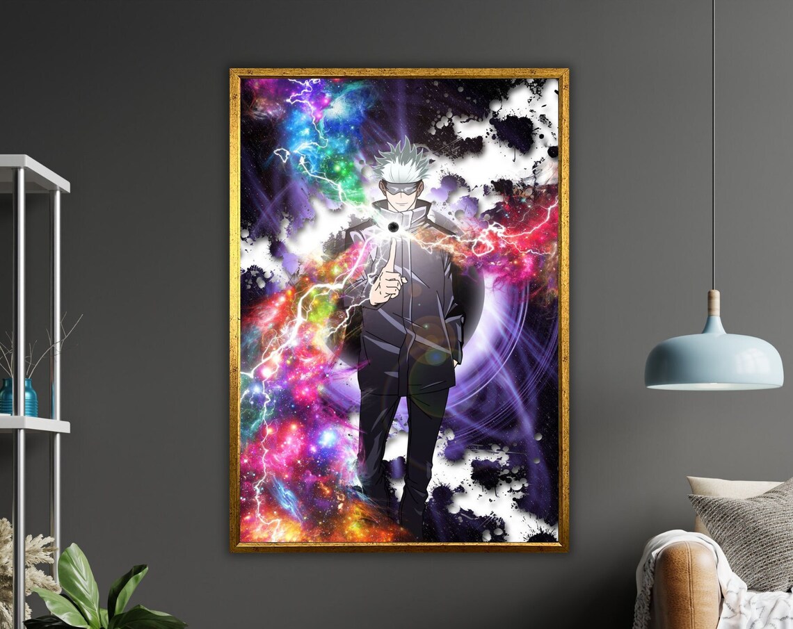 Jujutsu Kaisen Satoru Gojo Anime Print Purple Energy Battle Art