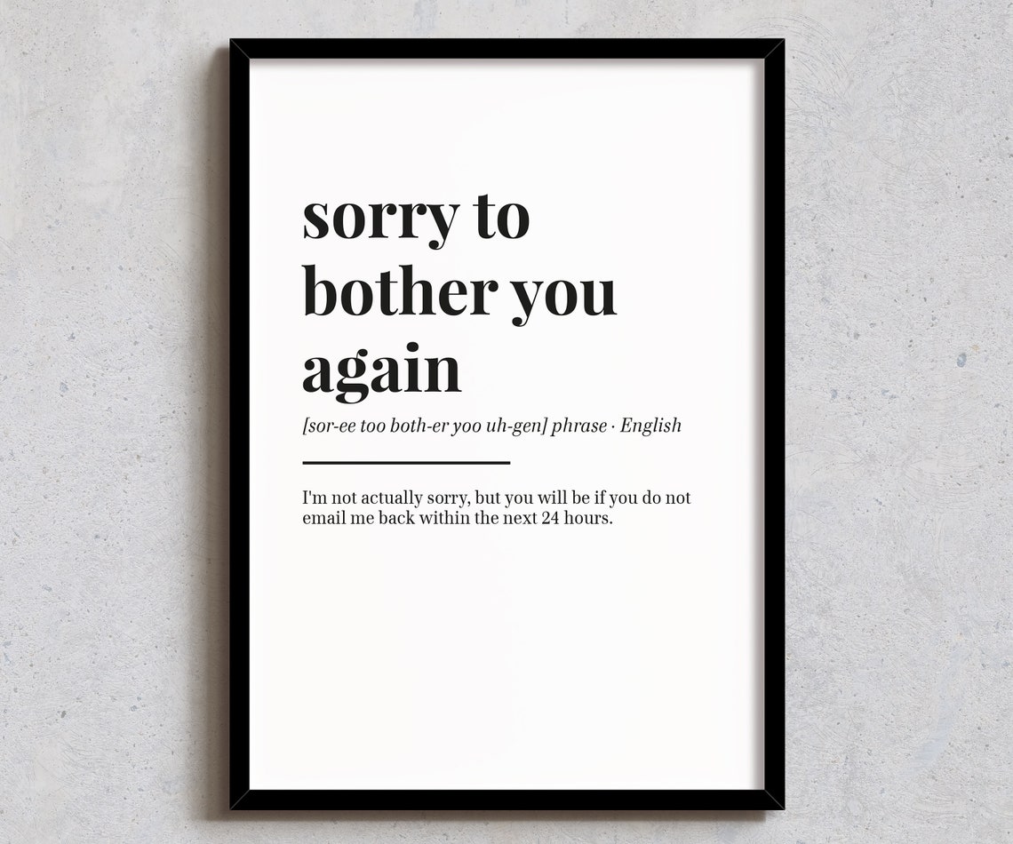 Sorry To Bother You Again Funny Definition Office Email Humor Poster