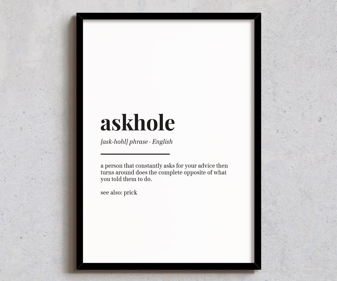 Askhole Funny Office Dictionary Definition Humor Poster Gift Art
