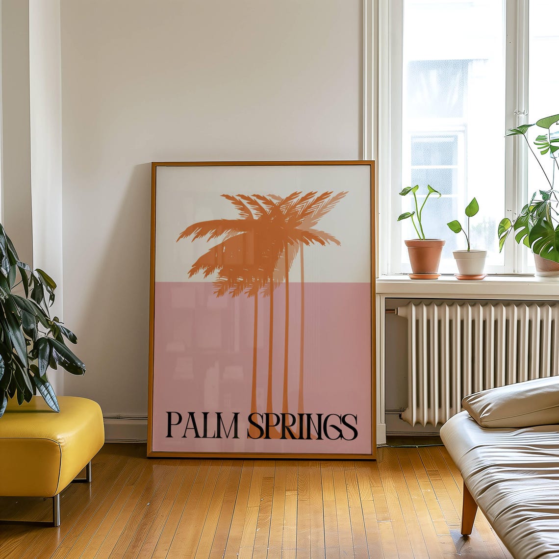 Minimalist Palm Trees Abstract Colour Block Print Modern Pastel Home Decor Mid Century Retro - Image 3