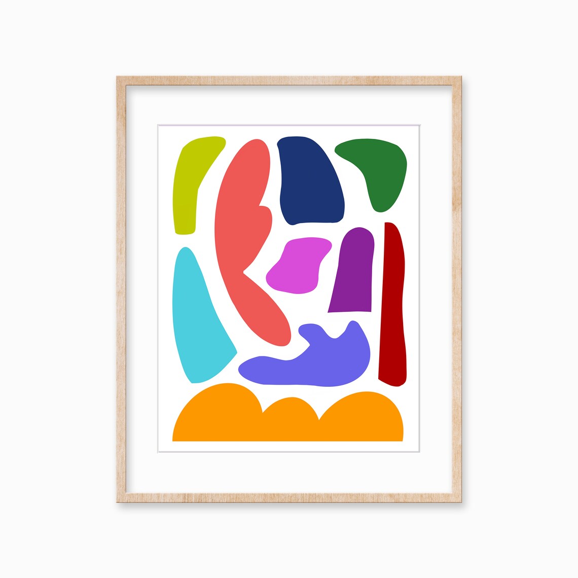 Matisse Style Colorful Cutout Organic Shapes Modern Abstract Wall Art