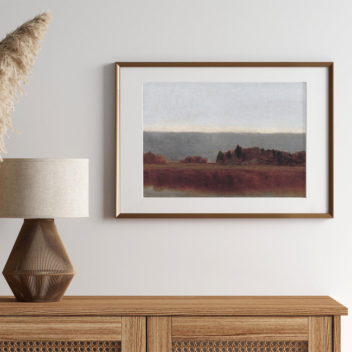 Moody Autumn Marsh Vintage Russet Wetland Fall Landscape Art Poster - Image 2