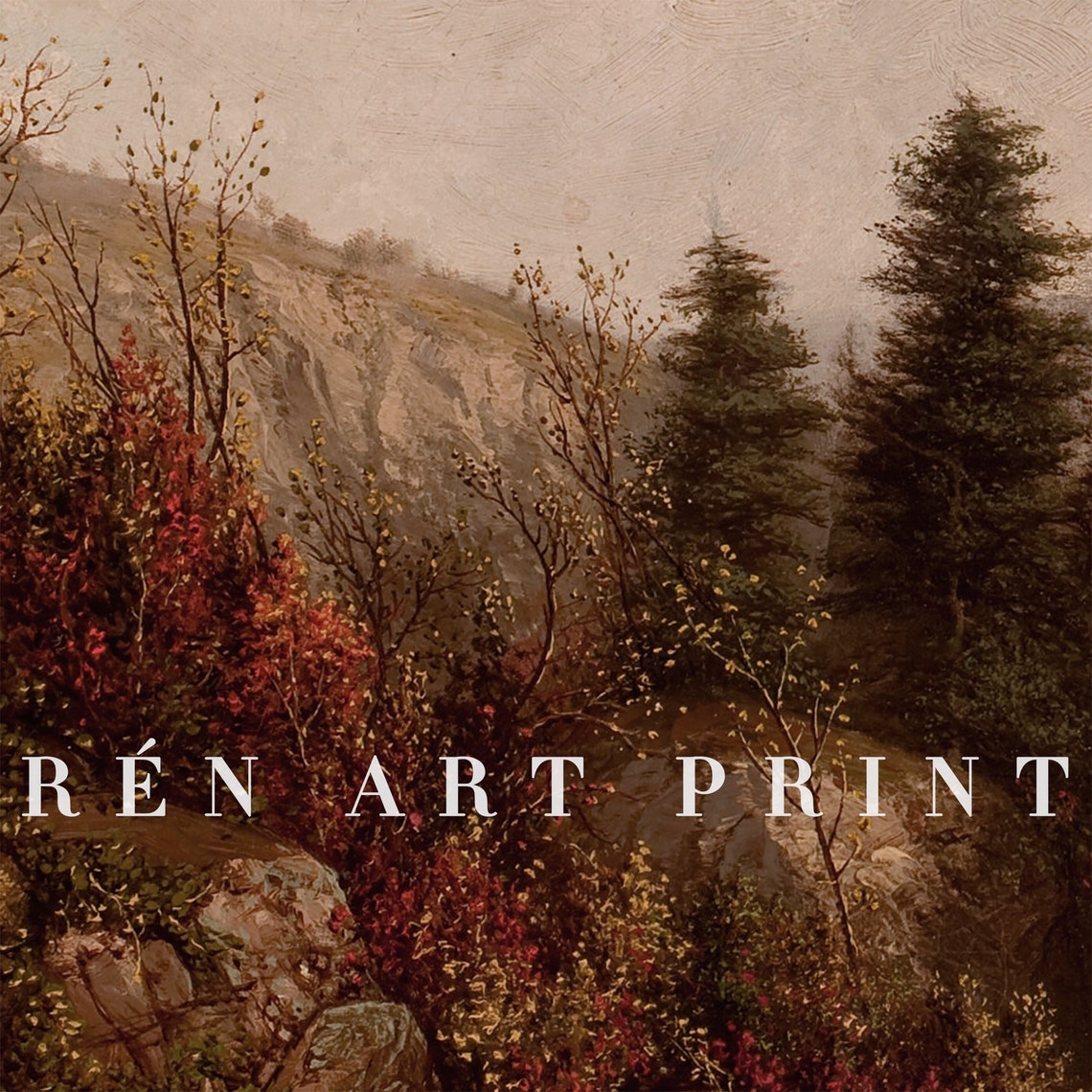 Autumn Mountain Gorge with Stream Fall Foliage Landscape Art Poster - Image 3