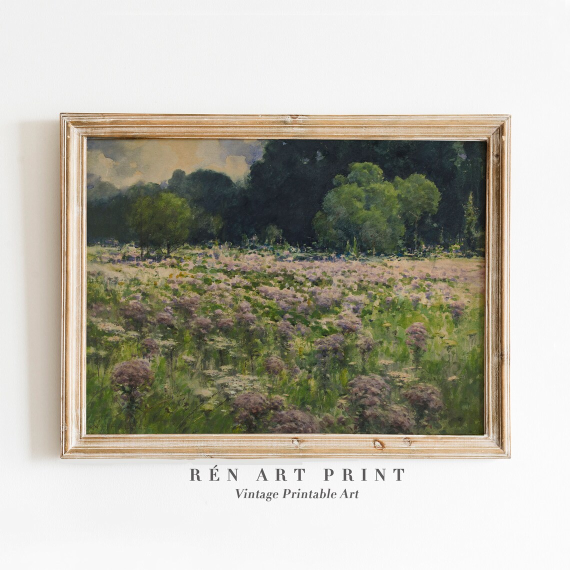 Wildflower Meadow at Dusk Impressionist Landscape Oil Painting Print