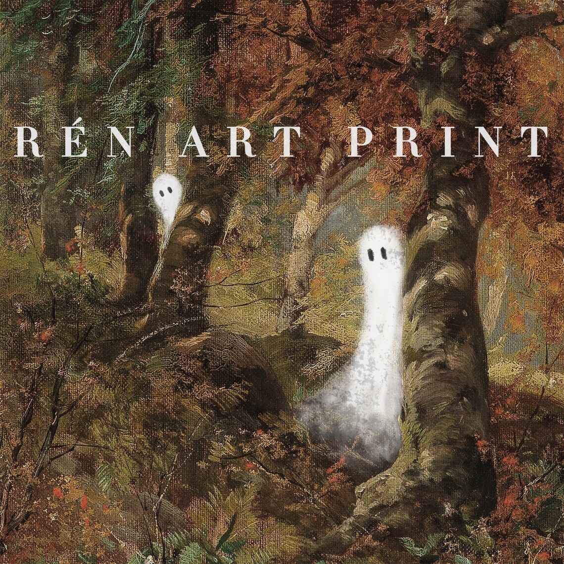 Vintage Halloween Cute Ghost Country Fall Art Print - Image 3
