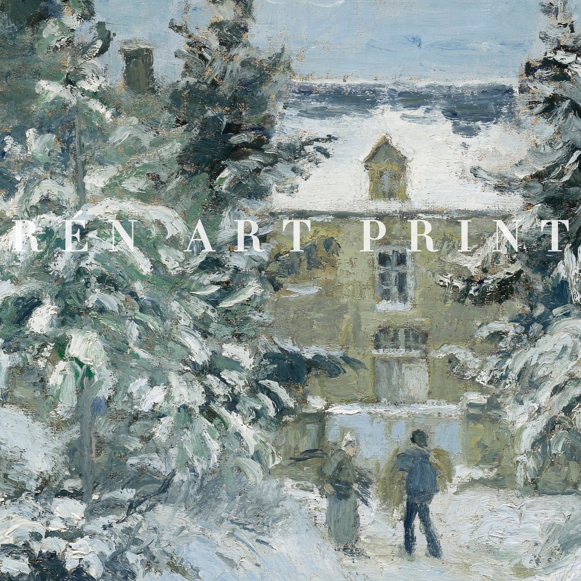Winter Painting Wall Art Christmas Wall Art Print Winter Village Painting Country Farmhouse Decor Vintage Winter Print - Image 3